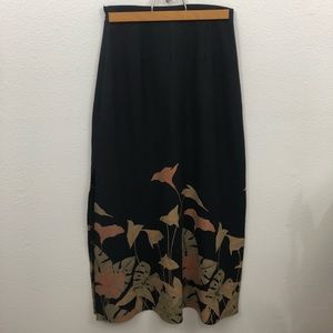 Tori Richard 100% silk floral slit skirt